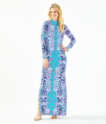 Lilly Pulitzer Nikia High Neck Maxi Dress In Lapis Lazuli Your Biggest Fan  Engineered Maxi Dress | ModeSens